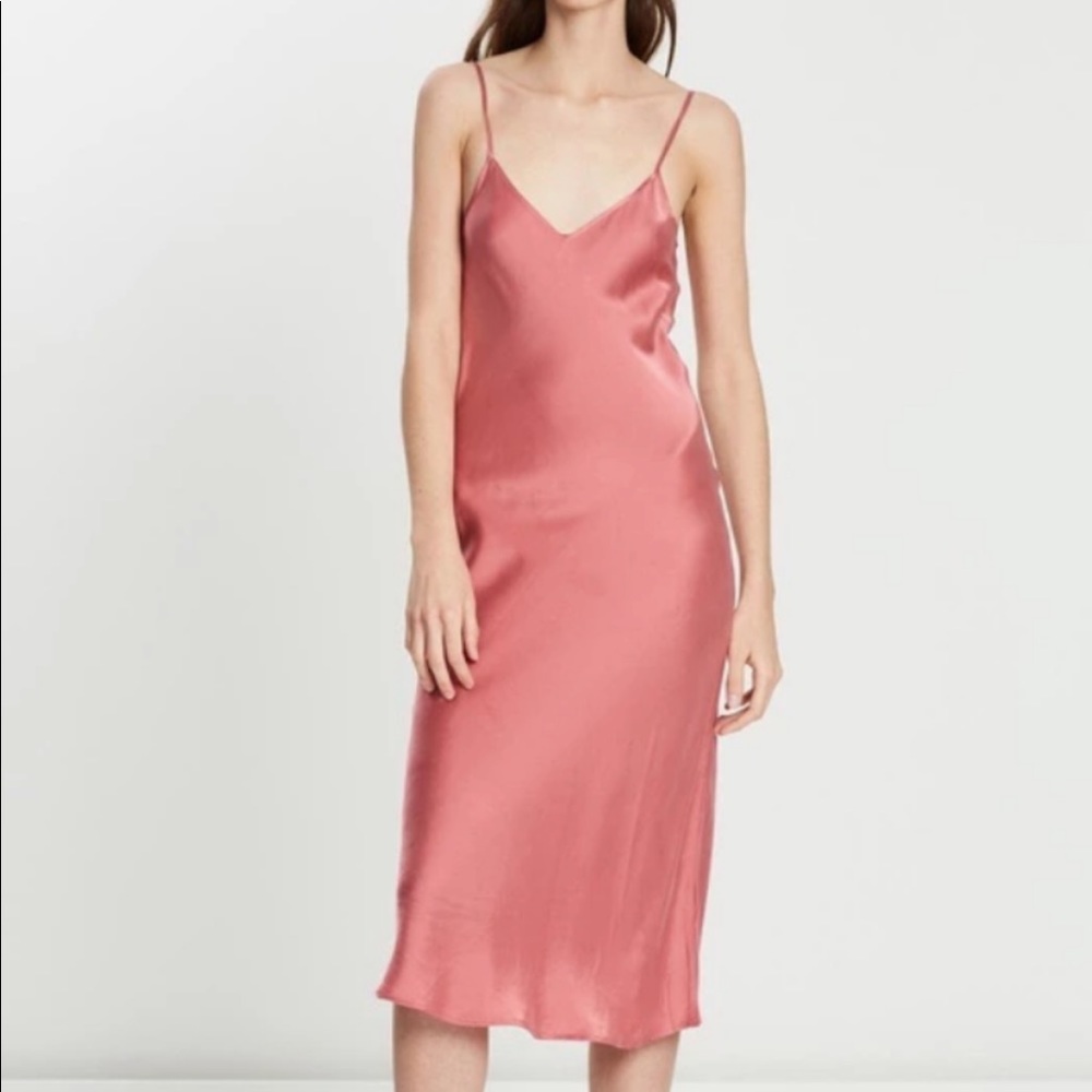 Silk laundry rose slip dress